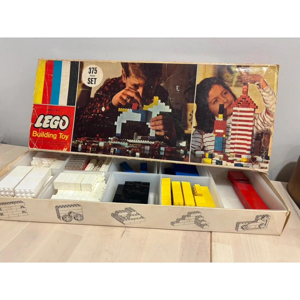 Vintage LEGO Building Toy Set No. 375 Samsonite Era 1960s Incomplete w/ Box